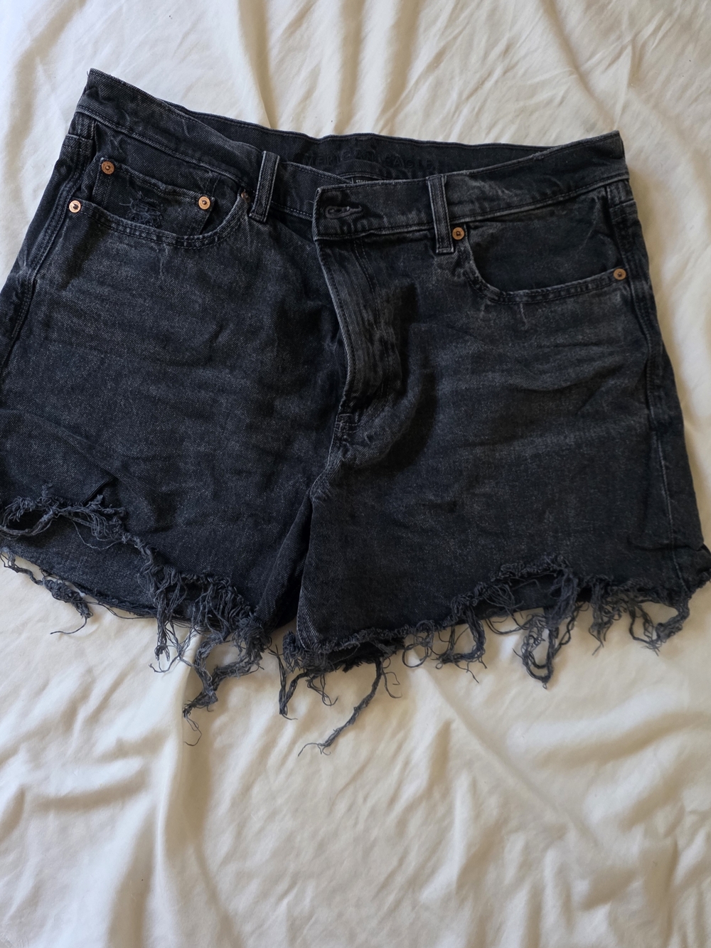American Eagle Outfitters Black Distressed Cutoff Jean Shorts